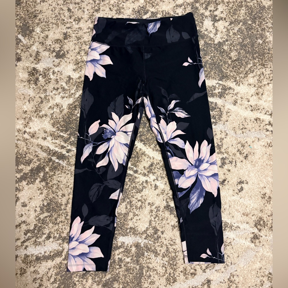 Calvin Klein Black and Pink Floral Leggings